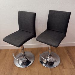 Gray Upholstered Swivel Bar Stools