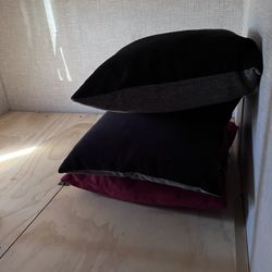 2 Black One Red Pillow 