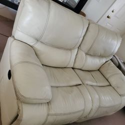 White Leather Recliner Couch 