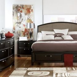 Ashley Furniture Emory California King Upholstered Panel Bed With Storage Fb