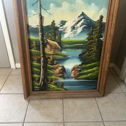 Vintage Large Canvas Painting 70’s Style