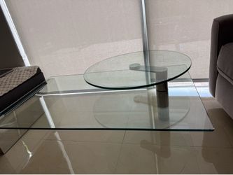 Modern Swivel Glass Coffee Table – Chrome Base