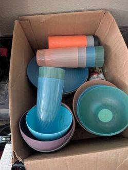 Colorful plastic dishes