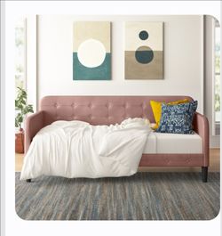 Pink Tufted Velvet Twin Daybed