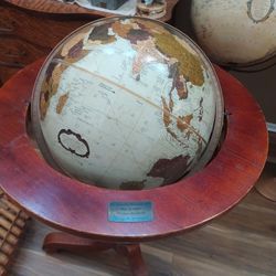 Vintage Globe Norman Rockwell Santa at globe