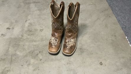 Kids Brown Cowboy Boots with Floral Embroidery