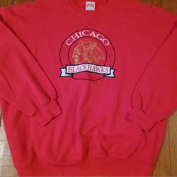 Vintage Nutmeg Mens Size 2XLARGE Black Hawks Big Logo Stitched Red