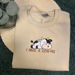 Cute Cow Embroidery sweatshirt 