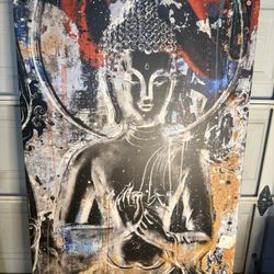 60”x40” Ikonick “perfect zen” Canvas Art Featuring A Graffiti Buddha 