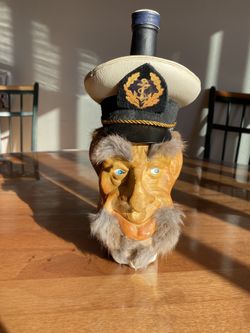 Captain– Nautical-Themed Bottle Hand Decorated with Genuine Leather