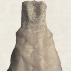 Oleg Cassini Ivory strapless beaded and sequined wedding dress