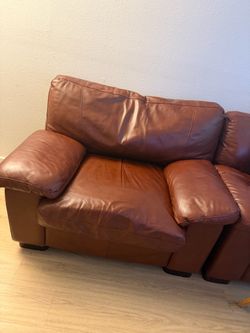 FREE: Brown Leather Couch / Sofa (Bring Truck & Help)