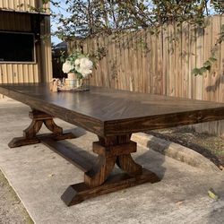Custom Dining Table Farmhouse Country French Modern Rustic Solid Wood Set Restoration Hardware Insp Bench Hand Built Round Oval Counter Breakfast  
