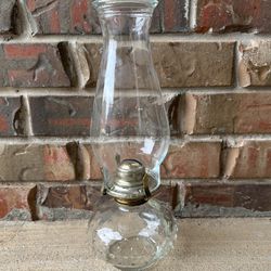 Vintage Clear HOBNAIL Oil Lamp Lamp Light Farms w/Chimney 