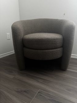Boucle Barrel Brown Chair