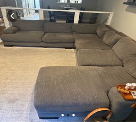 Large Gray Fabric  3 piece Sectional Sofa with Chaise