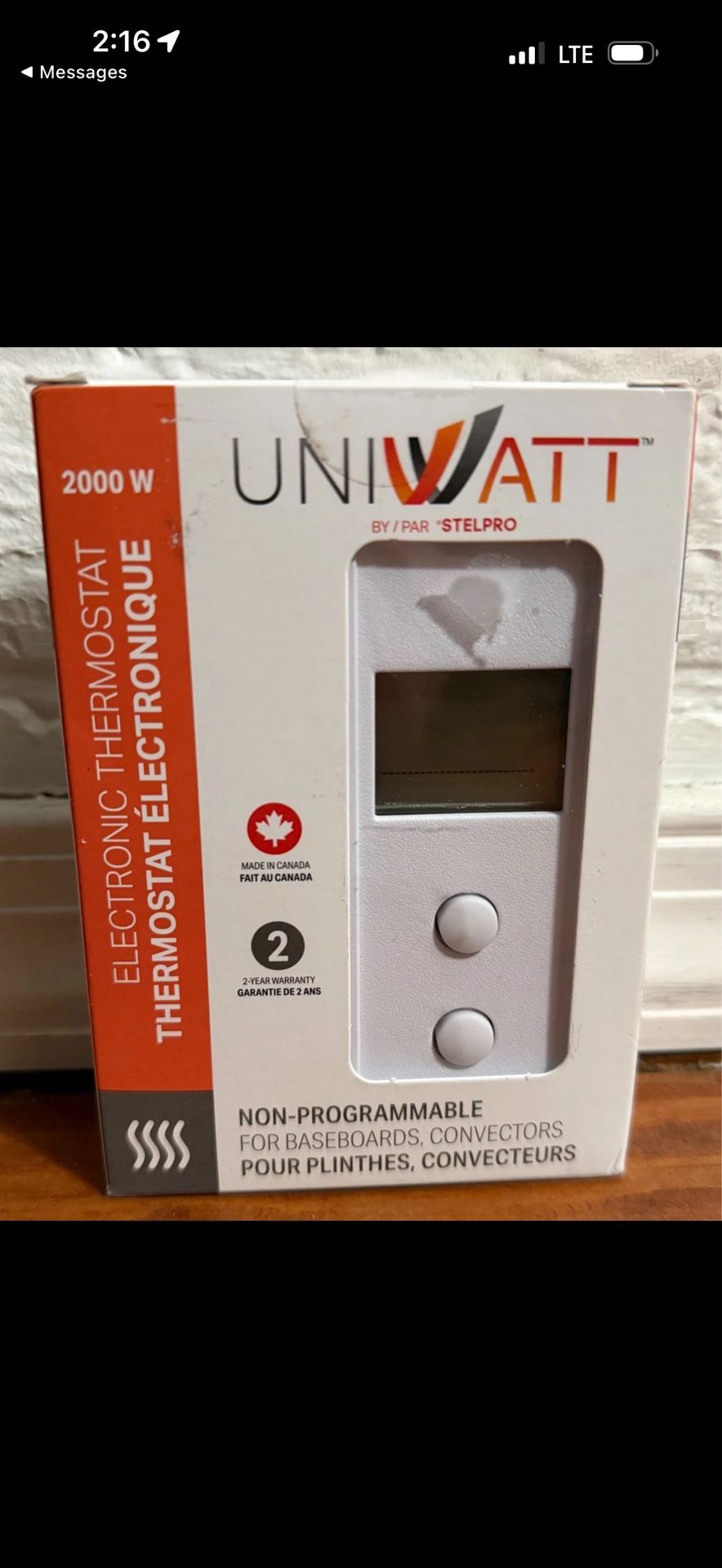 120/208/240-Volt 1000/1730/2000-Watt Non-Programmable Electronic Thermostat