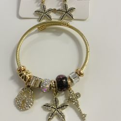 14k plated adjustable charm bracelet