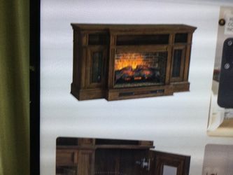 TV STAND FIRE PLACE ALLEN ROTH 66-IN WALNUT BROWN  FREE STANDING INFRARED QUARTZ FLAT WALL WITH REMOTE ONTROL