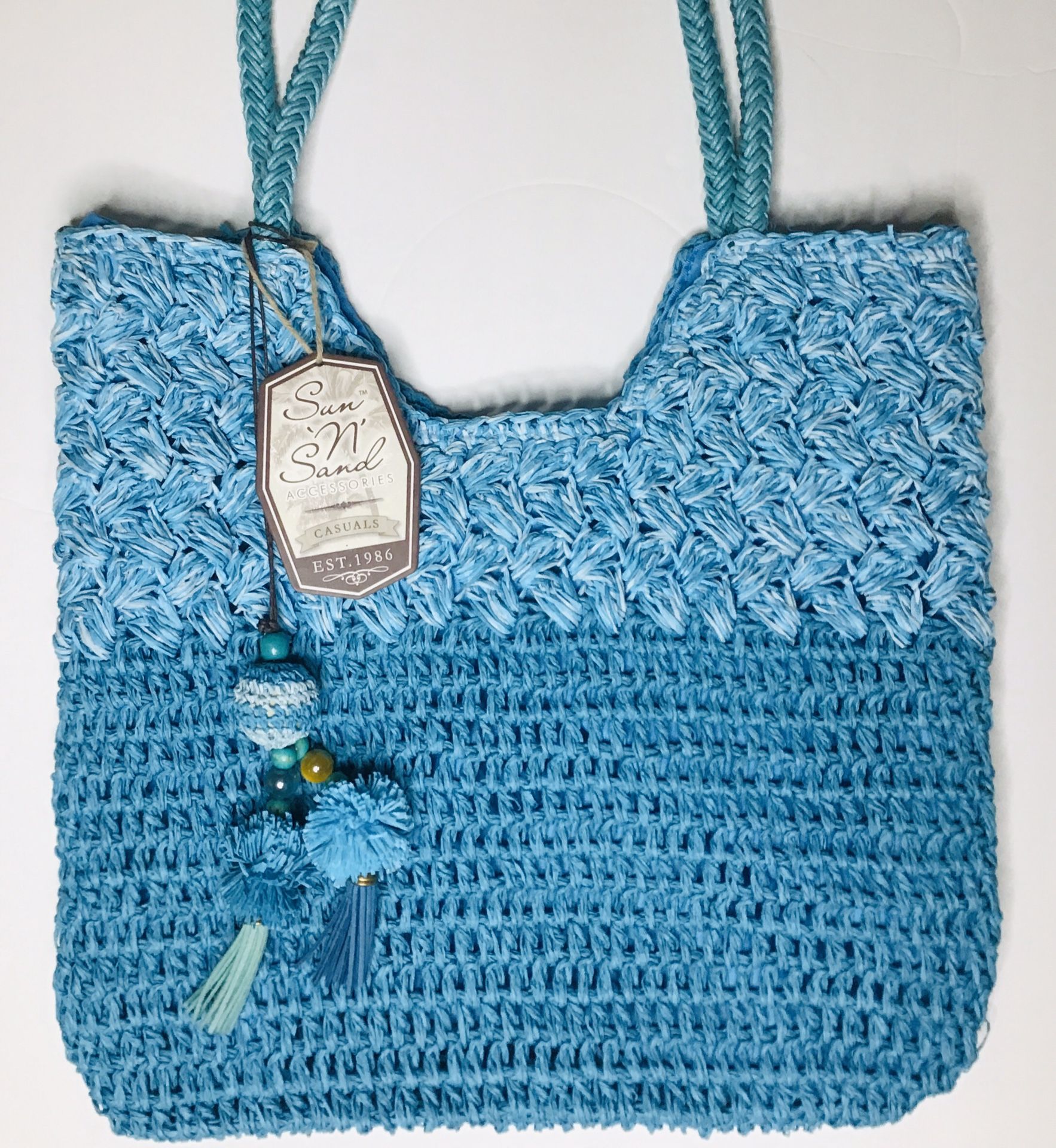 Sun N Sand Hobo Beach Straw Bag Turquoise Boho