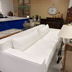 MUST SELL TODAY – WILL CONSIDER OFFERS 10ft White Linen Sofa | Arhaus Tandem Arbor