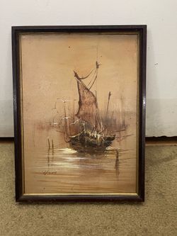 Original MCM sailing ship oil painting