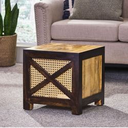 Set of 2 Wood Ottoman 