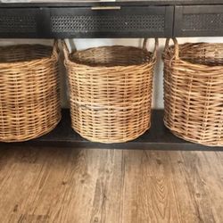 Studio McGee Console Table + Woven Basket Set