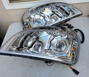 08-17 Freightliner Cascadia LED DRL Projector Headlights Luces Focos Micas Faros Faroles Headlamps