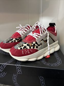 Versace Red Leopard Cloth Trainers