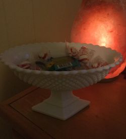 Old milk glass candy dish