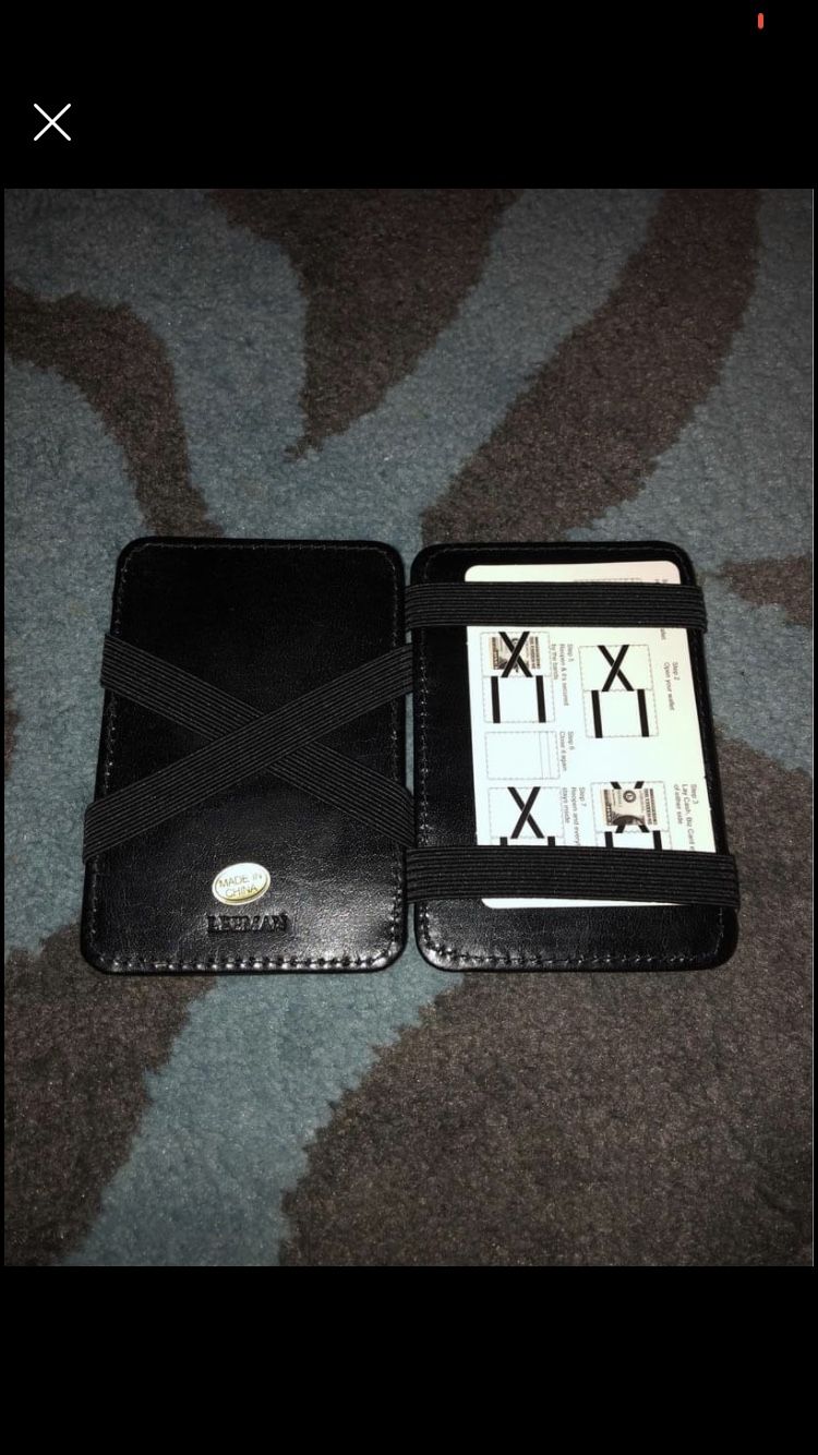 Men’s black slim leather wallet, new