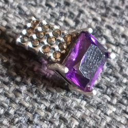 Pendiente Con Piedra Amatista Original 