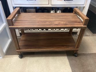 2-Tier Bar/Coffee/Storage Cart, Distressed Brown, 32Wx15Dx22H