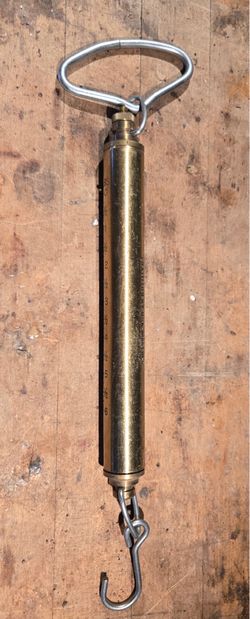 2 vintage Chatillon brass tube spring scales,-64th St & Bell
