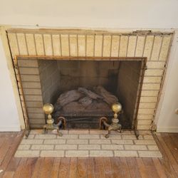Fireplace Vintage Screen And Holders