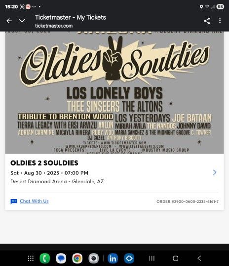 OLDIES TO SOULDIES FLOOR LEVEL TICKETS
