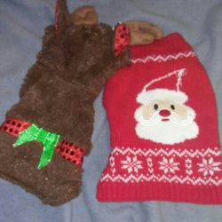 Santa Sweater & Reindeer Costume (for XS Doggy)
