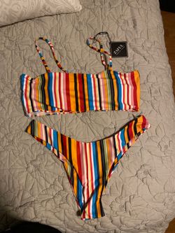 Zaful size L striped bikini NWT