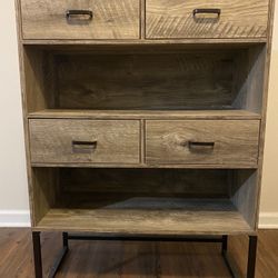 Modern Wood Storage Cabinet – 4 Drawers + Shelves, Great Condition