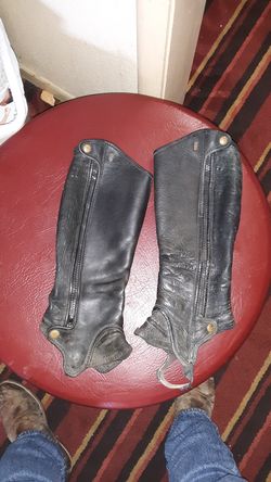 TS leather zip up half chaps