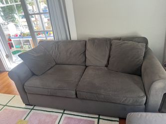 Grey Microfiber Couch And Ottoman
