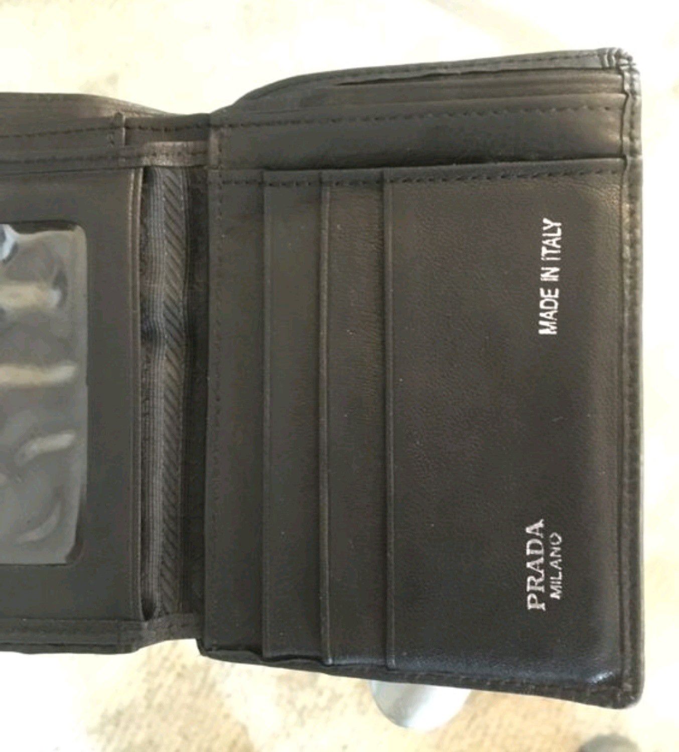 PRADA men's leather wallet Genuine PRADA Milano mens black leather wallet