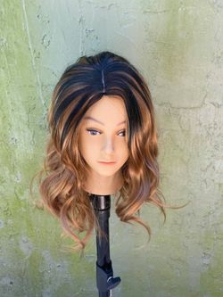 Wavy Fluffy Brown Blond Wig Curly medium Long length For Women Wigs