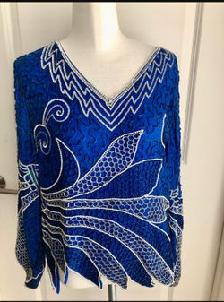 Women’s Navy Blue & silver Beaded Formal Wear