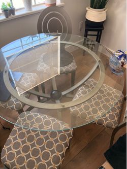 Modern Glass Dining Table Set with 4 Chairs – Excellent Condition