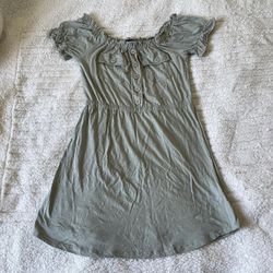 Derek Heart Green Puff Sleeve Off the Shoulder Milkmaid Mini Dress