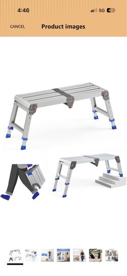 Folding Work Platform for Adults, Portable Aluminum Step Stool
