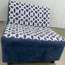 Blue Corner Chair Decorative Navy Geometric Pattern