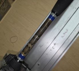 Custom rainshadow  fishing rod with snake skin.